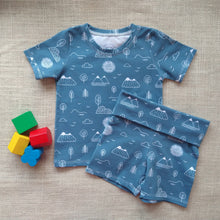 Load image into Gallery viewer, Blue Mountain Short Sleeve Top & Shorts Set